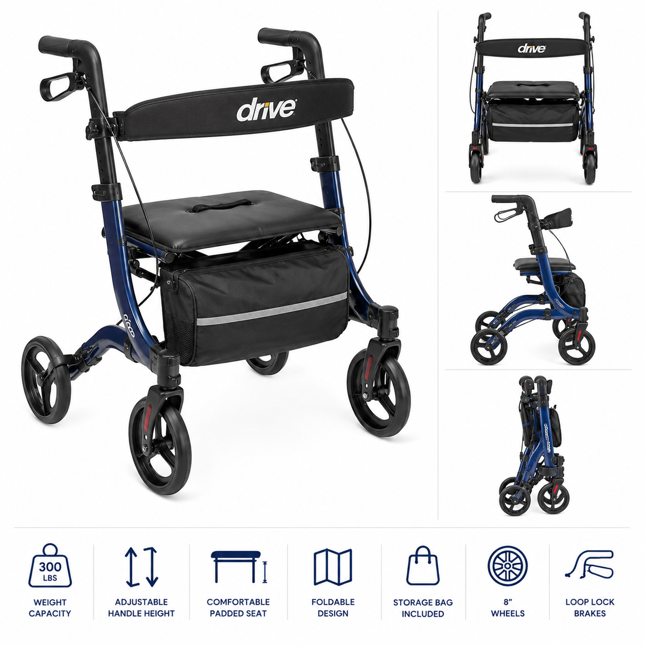 Drive Medical I-Walker Aluminum Rollator Walker
