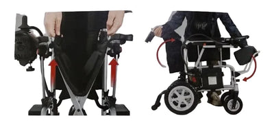 A2Z Mobility-A2ZXWE2410-B Electric Powered Wheelchair Rental with Attendant-Assisted Handle - 220 lbs Capacity
