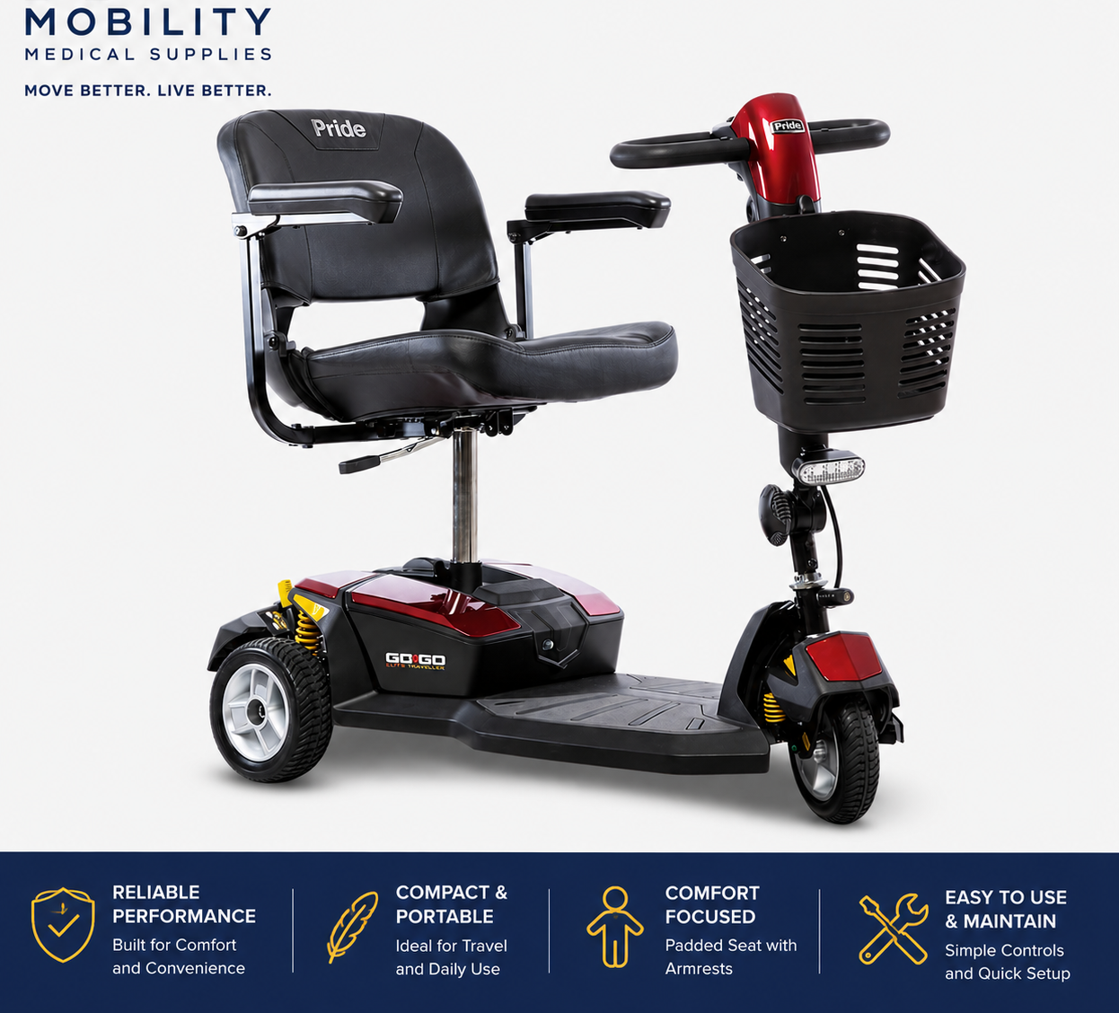 Pride Mobility Go-Go LX with CTS Suspension 3-Wheel Power Scooter